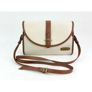 Vintage Liz Claiborne Brown Tan Leather Trim Bag Shoulder Purse Y2K
